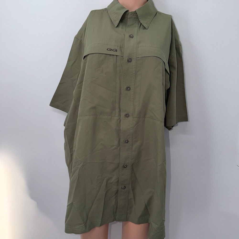 GameGuard 2X Olive Green Short Sleeve Fishing Shirt Gorpcore Utility Outdoor